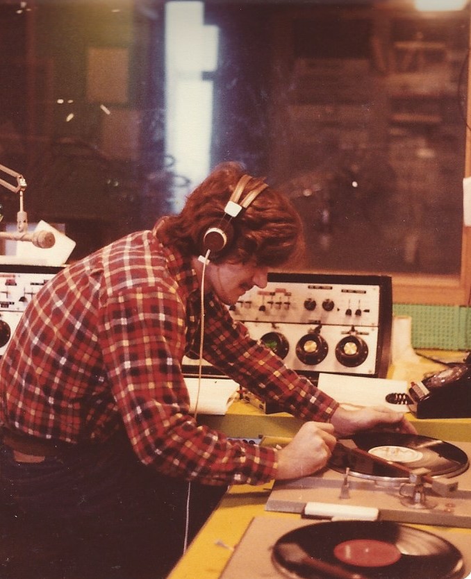 Tim Jackson in the Green FM Studio<br />Donated by Tim Jackson '82